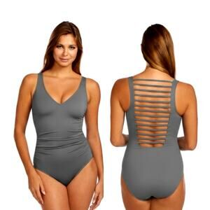 Magicsuit Steffi Behind Bars Black One Piece Swimsuit Womens S MiracleSuit